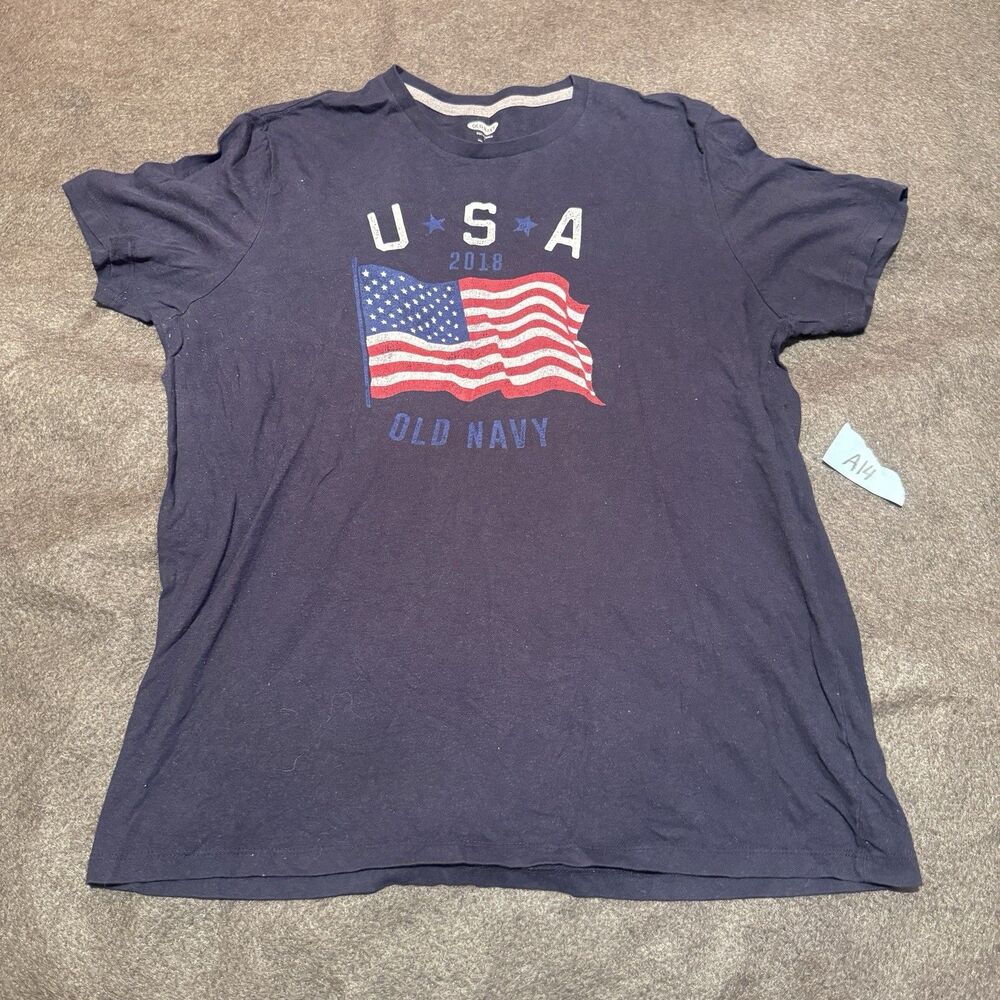 Old Navy Mens L Large Black Short Sleeve Tee Shirt USA 2018 American Flag